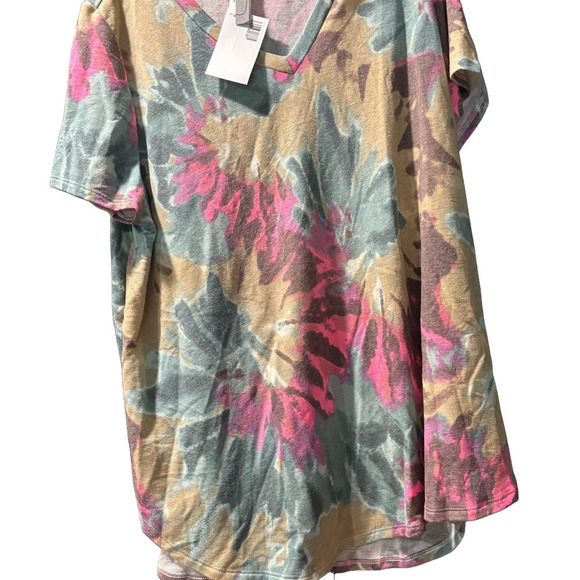 Honeyme Tops - Honeyme Green and Blue Relaxed Short Sleeve Tee​